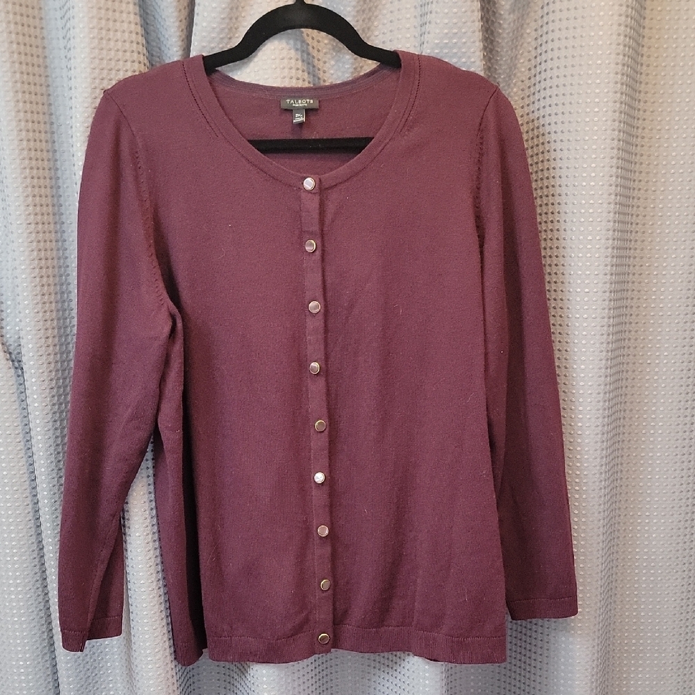 Talbots Maroon Plus Petite Cardigan Sweater Size 2X p